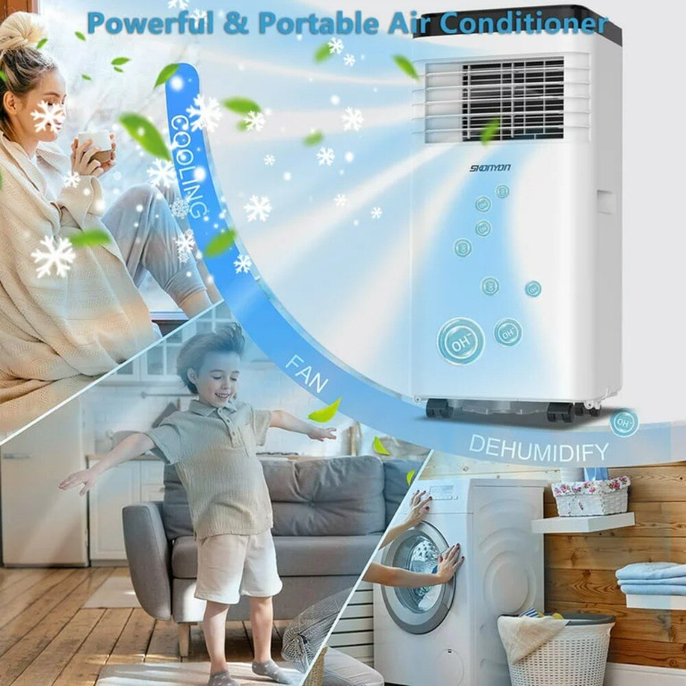 2023 New SKONYON 8000 BTU(ASHRAE) Portable Air Conditioner, Portable AC Unit with Cooling, Dehumidifier, Fan, White