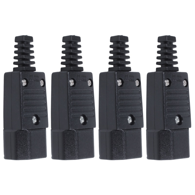 4X Black IEC-320 C14 Male Plug AC Power Inlet Socket Connector 250V 10A