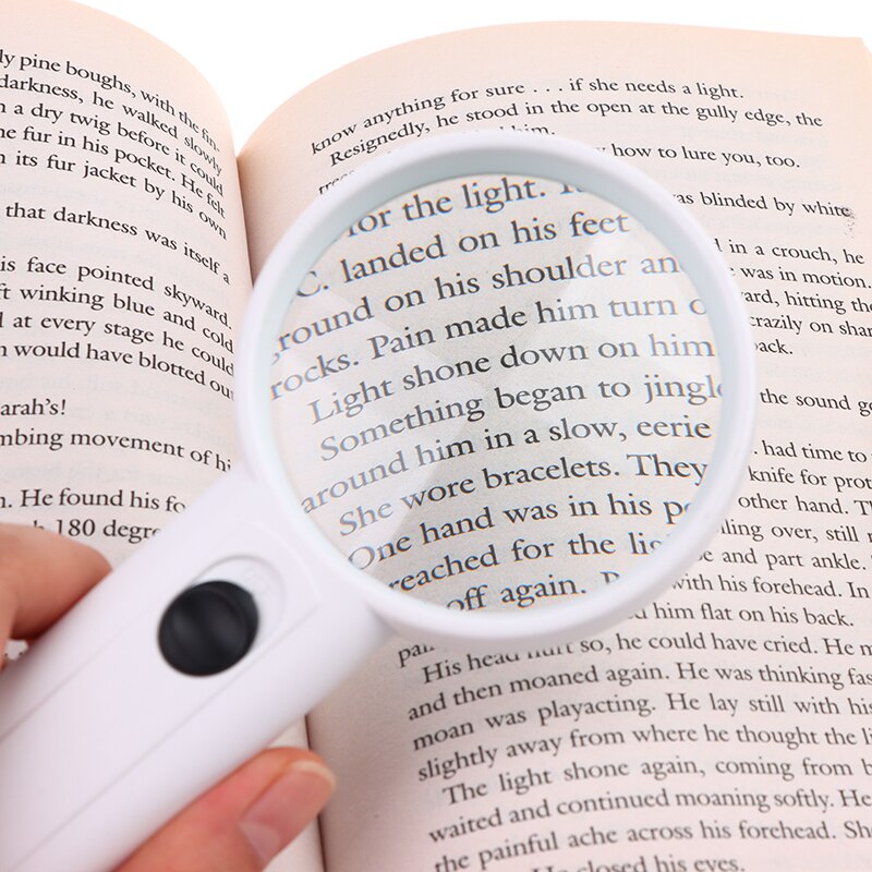 2xLED Light Hand-held Reading Magnifying Glass 3-5X Handheld Magnifier For Seniors Loupe Jewelry Repair Tool