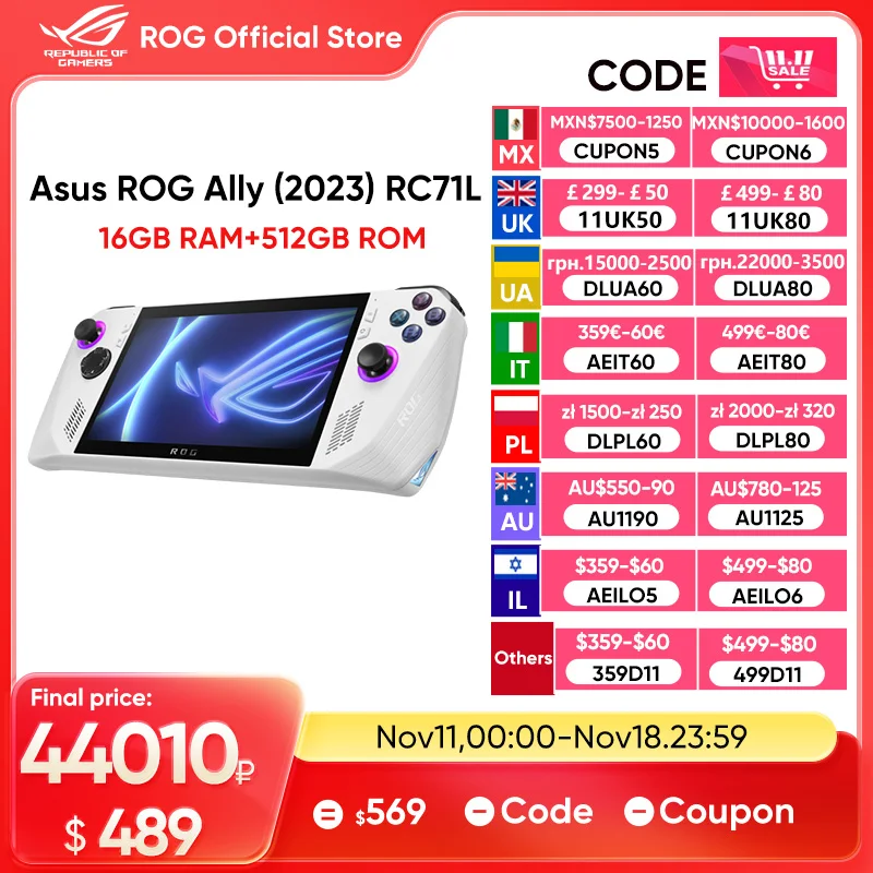 Asus ROG Ally (2023) RC71L Ryzen Z1 Extreme Handheld Game Player Game Console 7 Inch 120Hz IPS Retro Video Games For windows 11