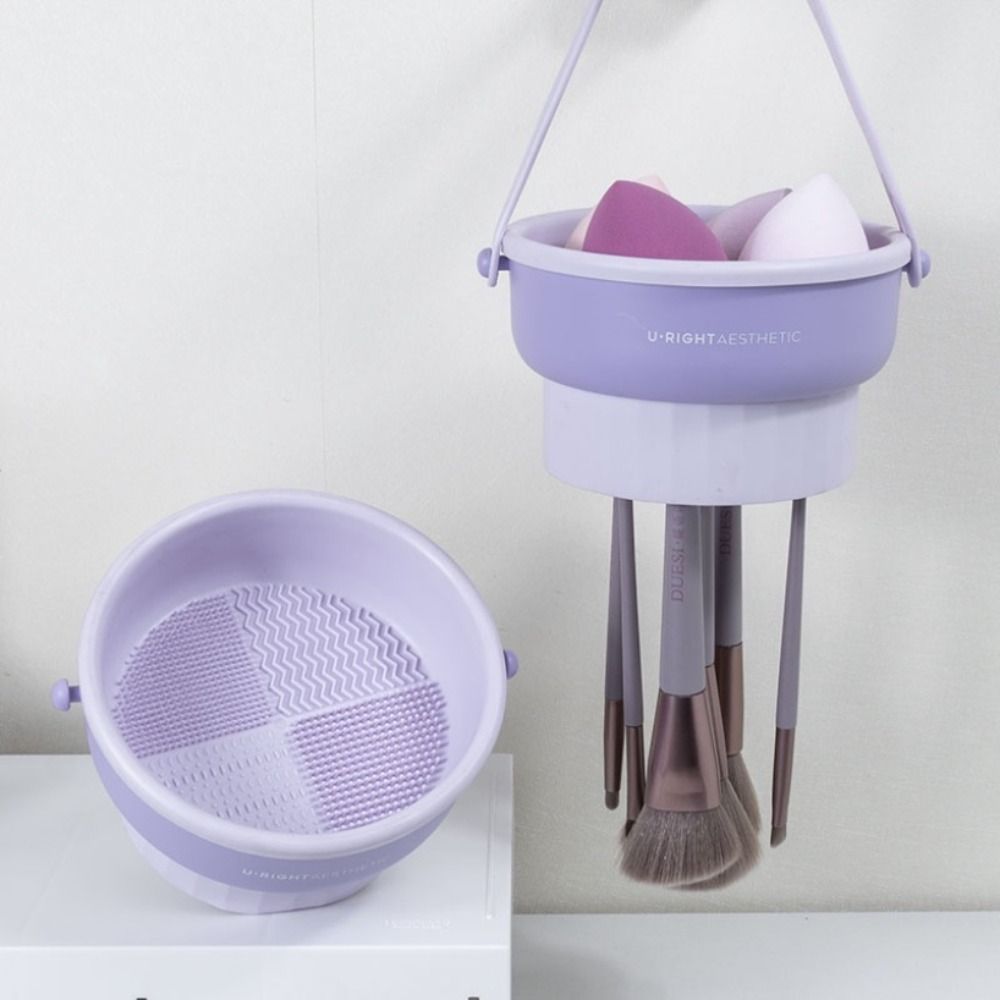 Detachable Makeup Brush Cleaner Silicone Beauty Cosmetic Brush Holder Multifunction with Silicone Handle Drying Rack Household