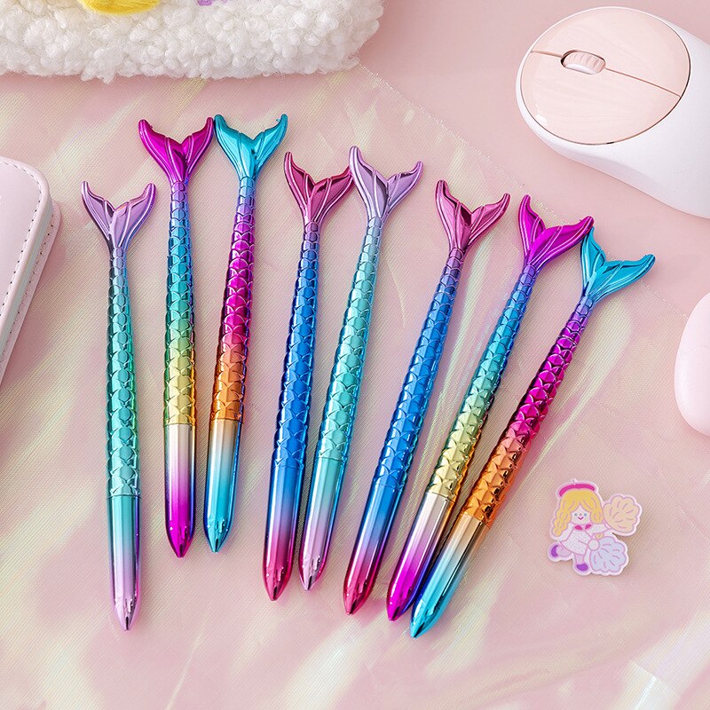 Stationer10-30pcs Wholesale Mermaid 0.5mm Ballpoint Pen Black Ink Ball Pen Cute Office Signature Handle Kawaii Writing Stationer