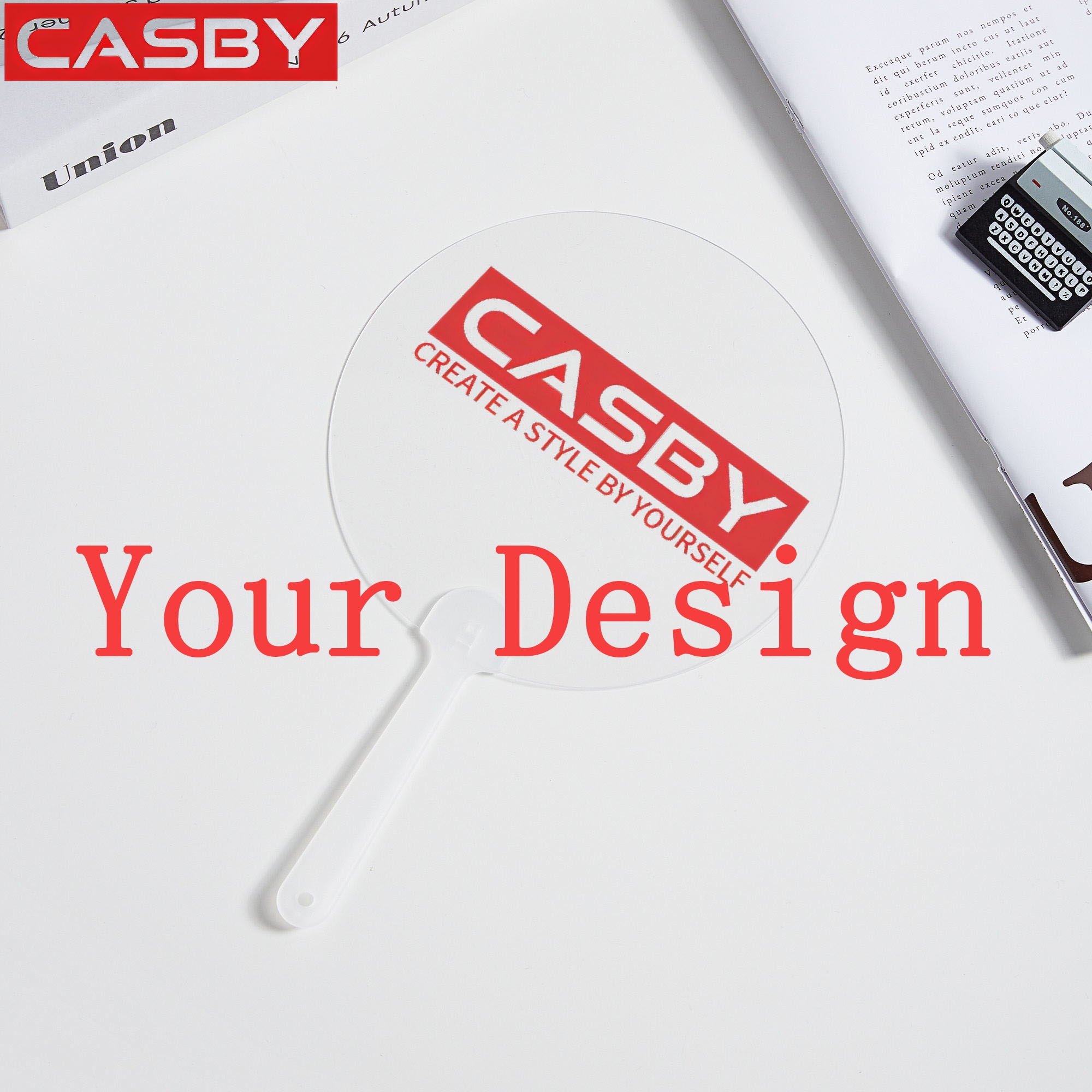 6pacs Custom Round Plastic Fan Transparent Hand Fan Logo Print Picture Anime Transparent Hand Fan DIY Wedding Gift Free Design