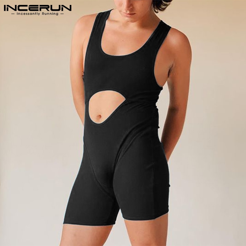 Comfortable Loungewear New Men's Bodysuit INCERUN Fashion Casual Style Rompers Male Front Cutout All-match Jumpsuits S-5XL 