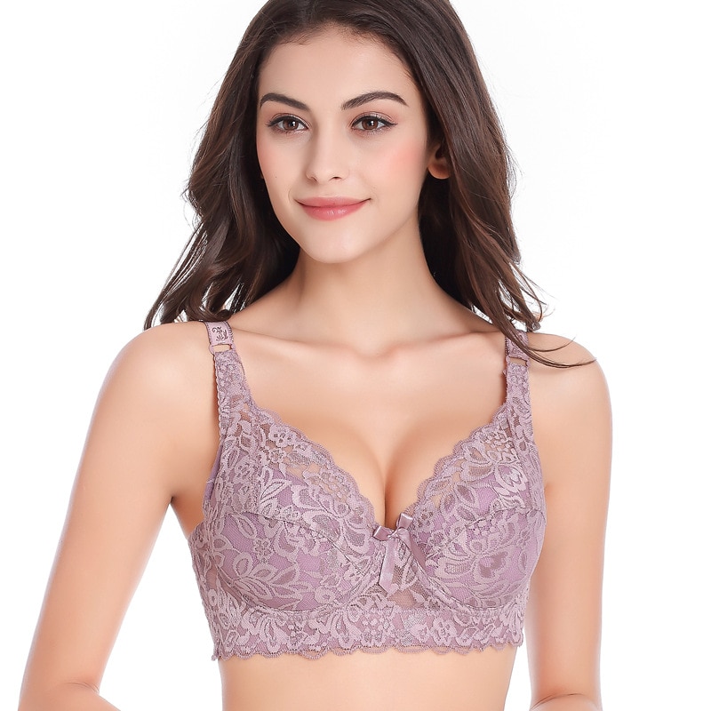 Women's Lace Bra Push up Ultra-Thin Adjustable Gathered No Steel Ring Underwear Breathable