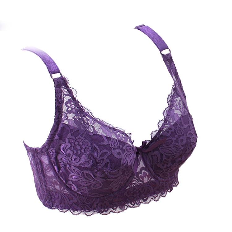 Women's Lace Bra Gathered Push up Breathable Underwear Ultra-Thin No Steel Ring Adjustable