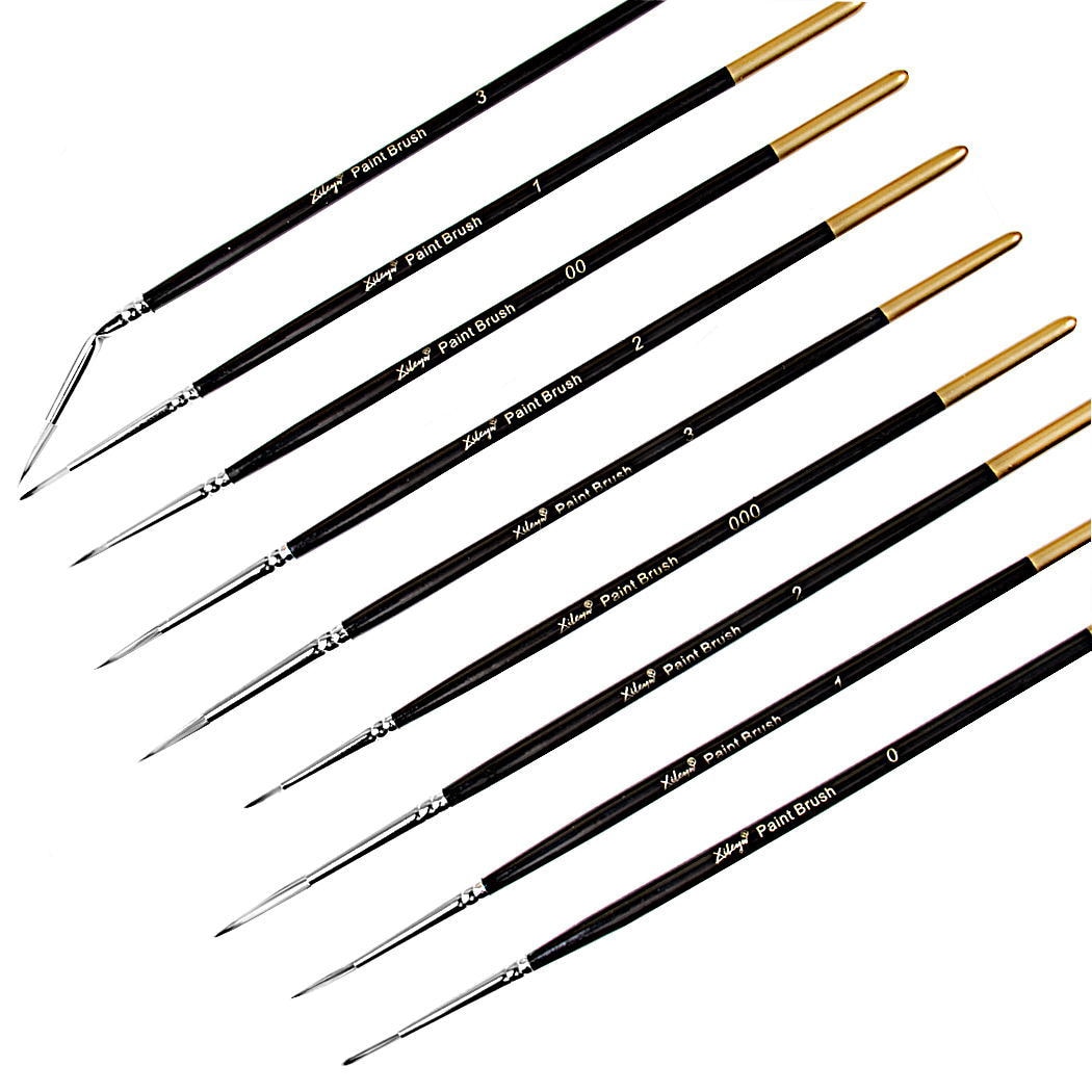 Xile 9-Pack Nylon Line Marker Watercolor Gouache Oil Painting Line Marker Traditional Chinese Painting Meticulous Stroke Edge Ma