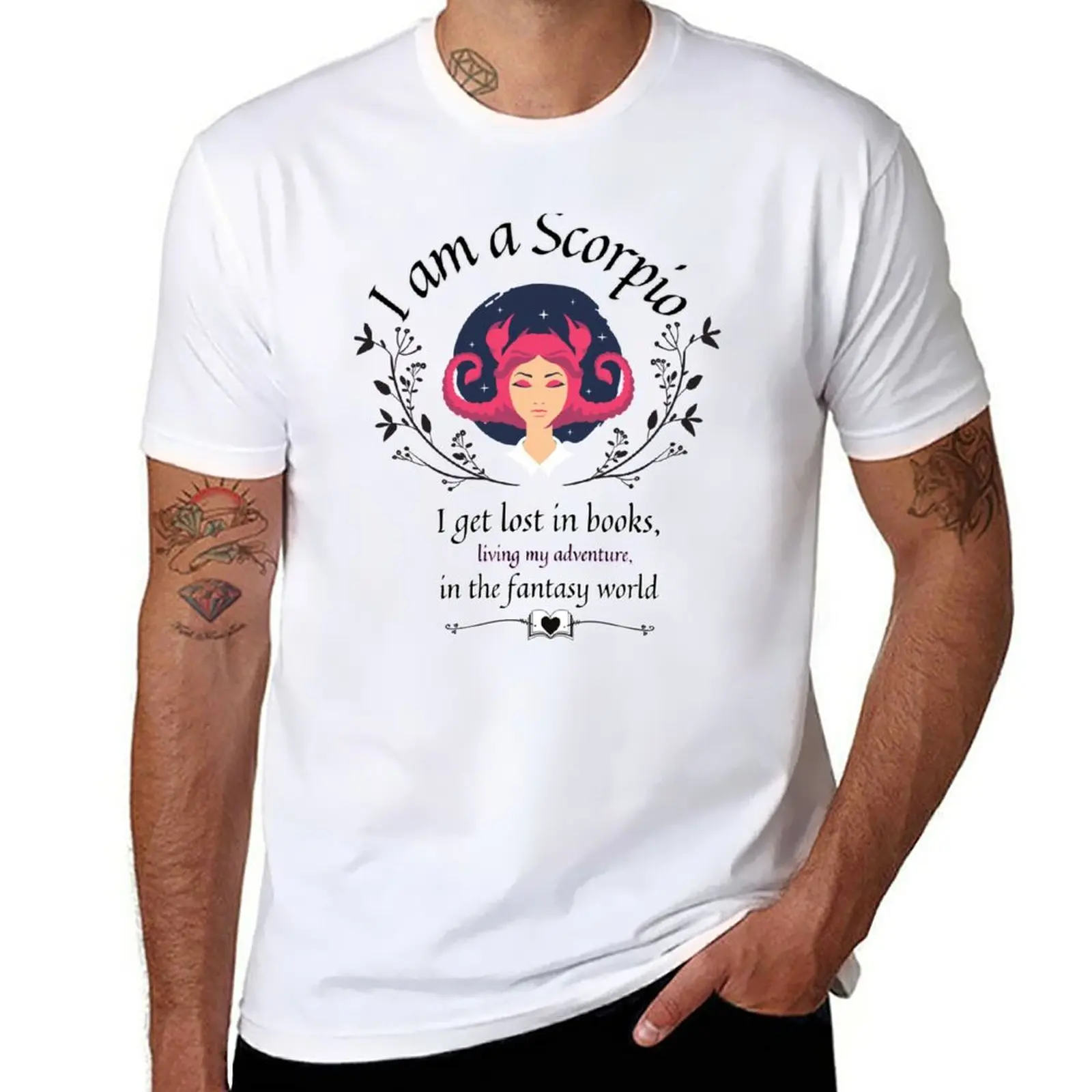 New Scorpio Bookworm Fantasy Collection T-Shirt heavyweight t shirts tees mens graphic t-shirts funny
