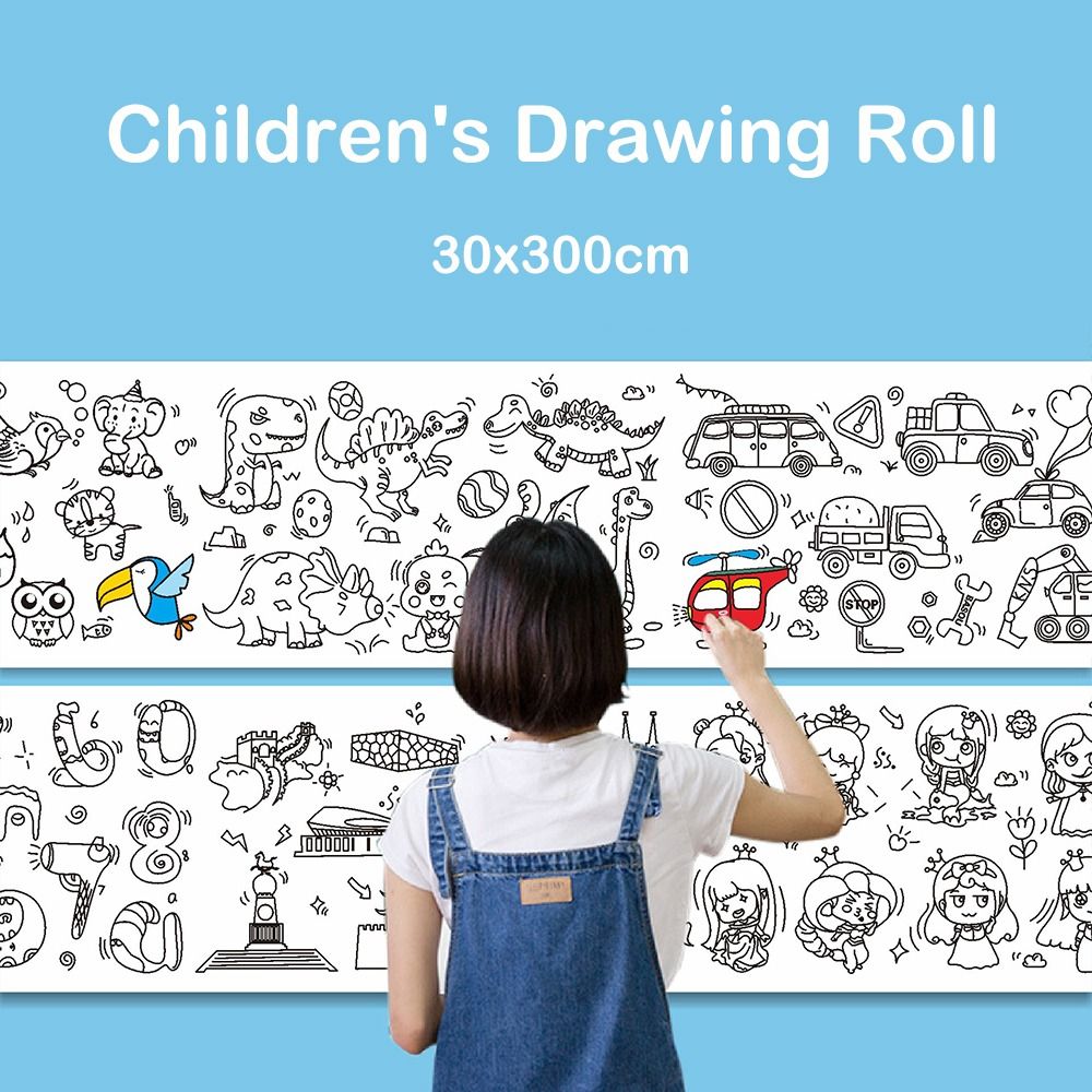 Artist Graffiti Scrolls Gouache Art Blank Coloring Sticker Color Filling Paper Children's Drawing Roll Watercolor Paper