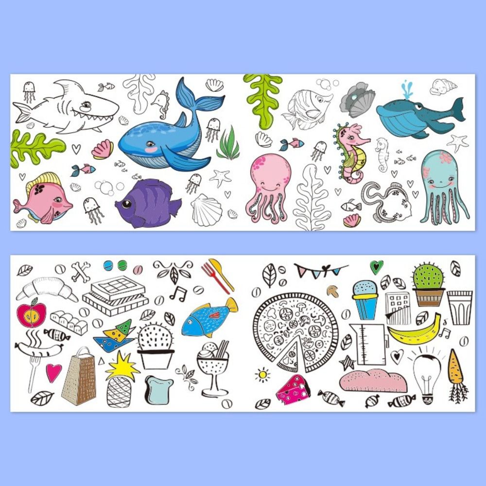Drawing Sticker Coloring Toys Watercolor Paper Color Filling Sticker Children's Drawing Scroll Blank Coloring Pages