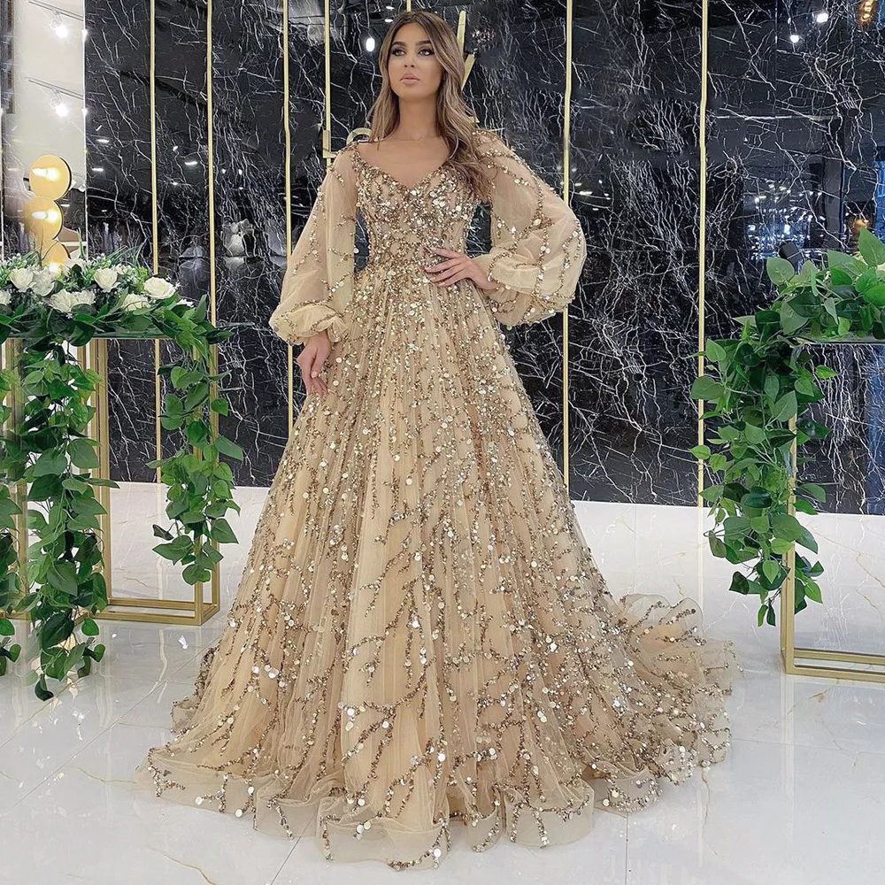 2023 Emerald Dress V-neck Lace Prom Dresses Heavy Duty Beaded Deluxe Evening Dress Luxury Sexy Prom Gown Plus Size Evening Dress