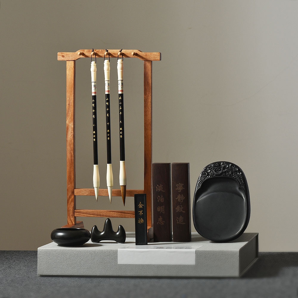 Four Treasures Of The Study Set Brush Ink Paper Inkstone Brush Set Beginner Level Wolf Sheep And Calligraphy Set Inkstone Penhol