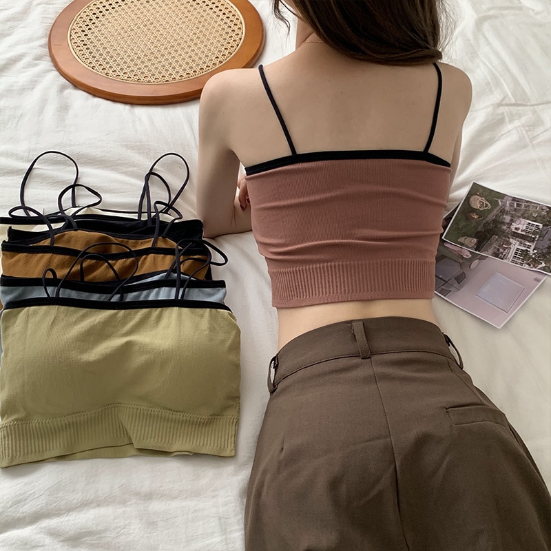 Women Tube Top Strapless Bras Summer Bandeau Crop Top Sexy Bra Underwear Sexy Lingerie Cropped Top Seamless Strappy Top