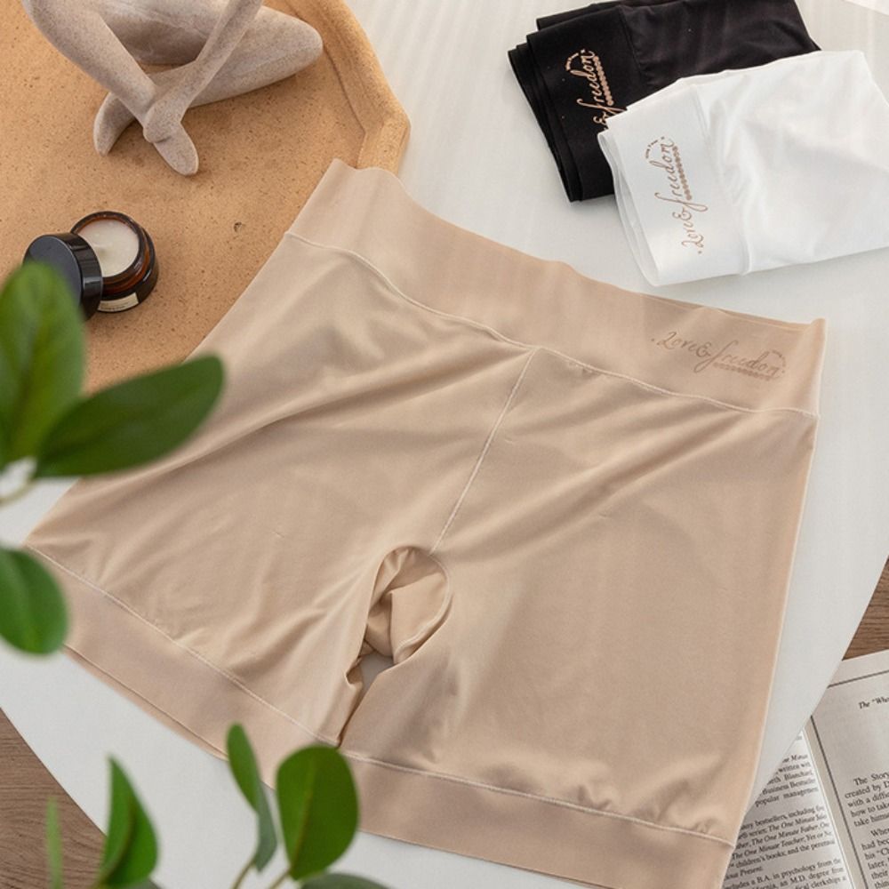 Simple Breathable Solid Color High Waist Comfortable Safety Short Pants Women Lingerie Elastic Lace Boxer Underwear