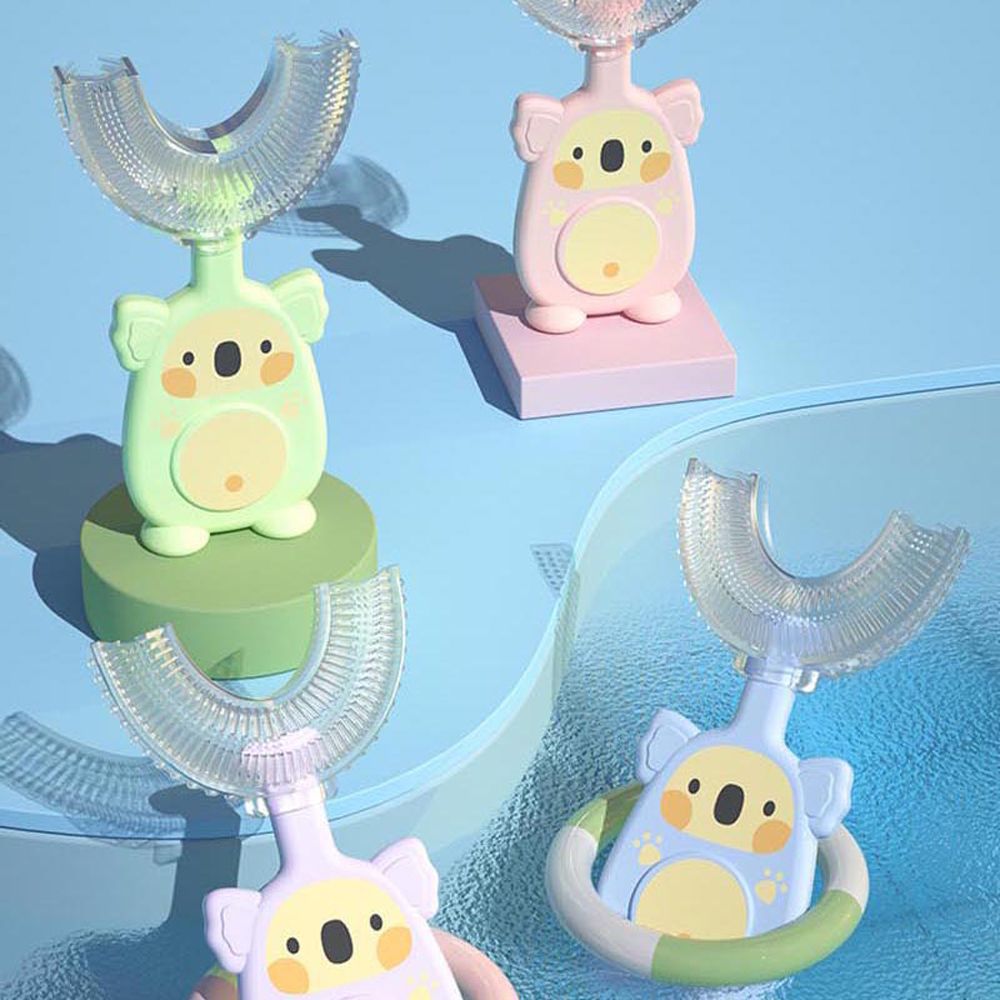 Kids Handheld Cartoon Pattern 360 Degree Oral Care Children Silicone Toothbrush Teeth Cleaner U-shape Baby Toothbrush