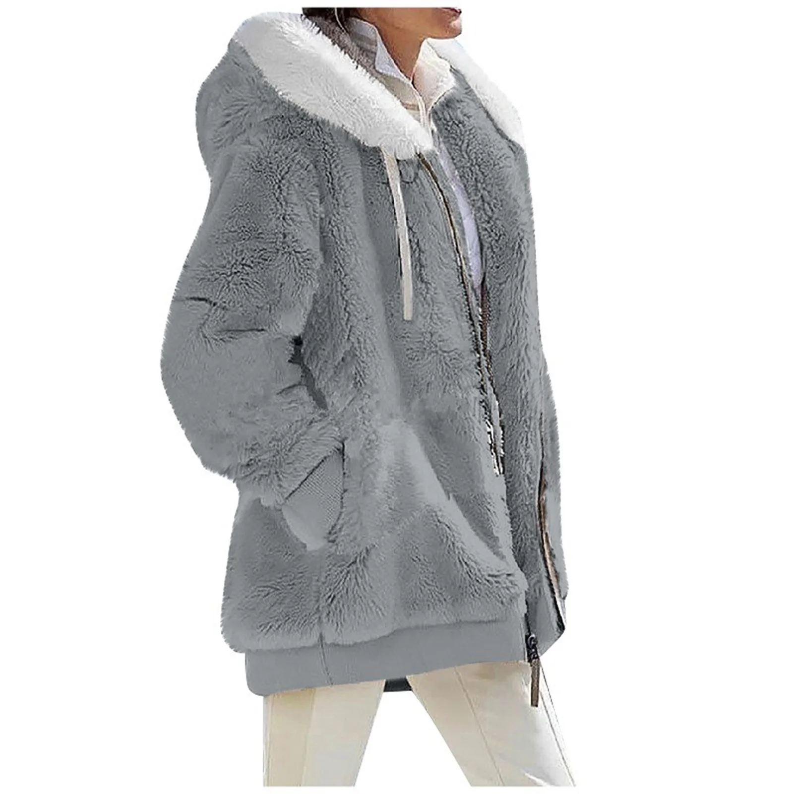 Women Winter Warm Coat Hoodies Coat with Smooth Zipper for Office School Daily Wearing