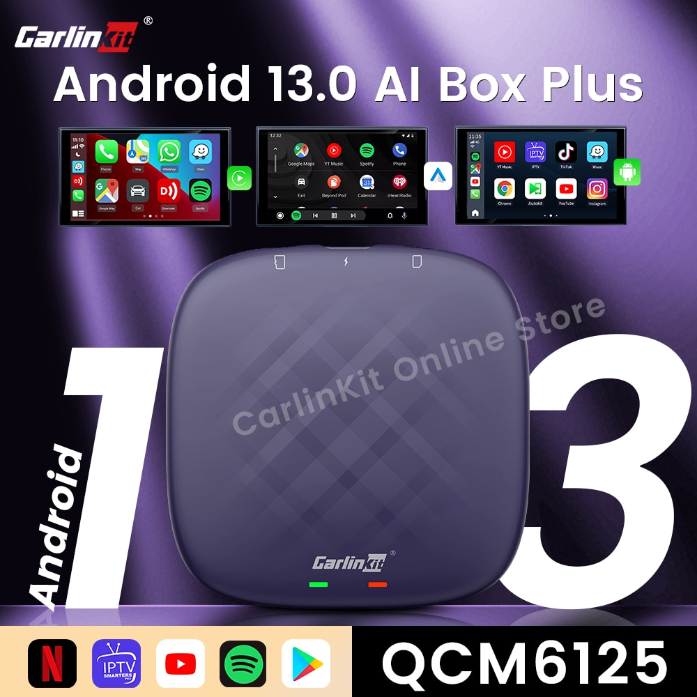 Carlinkit Android 13 Ai Box 8 Core Tv Box CarPlay Wireless Android Auto GNSS Youtube Netfilx IPTV Spotify for OEM Wired CarPlay