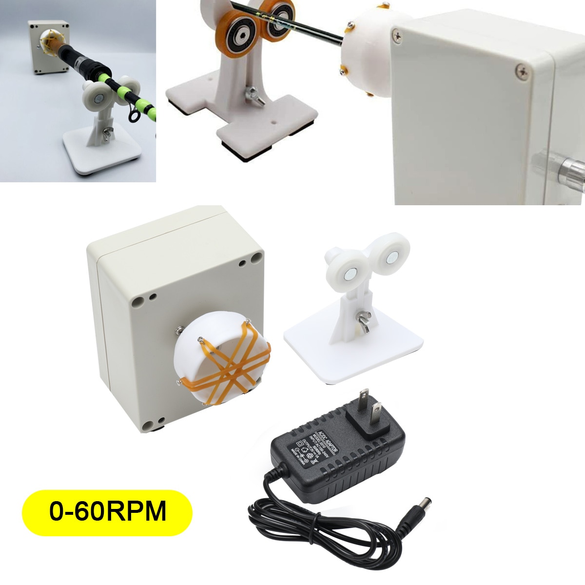 1 Set Professional Fishing Rod Building Winding Machine Portable DIY Winding Machine Fishing Tools AC 100-240V / DC 12V