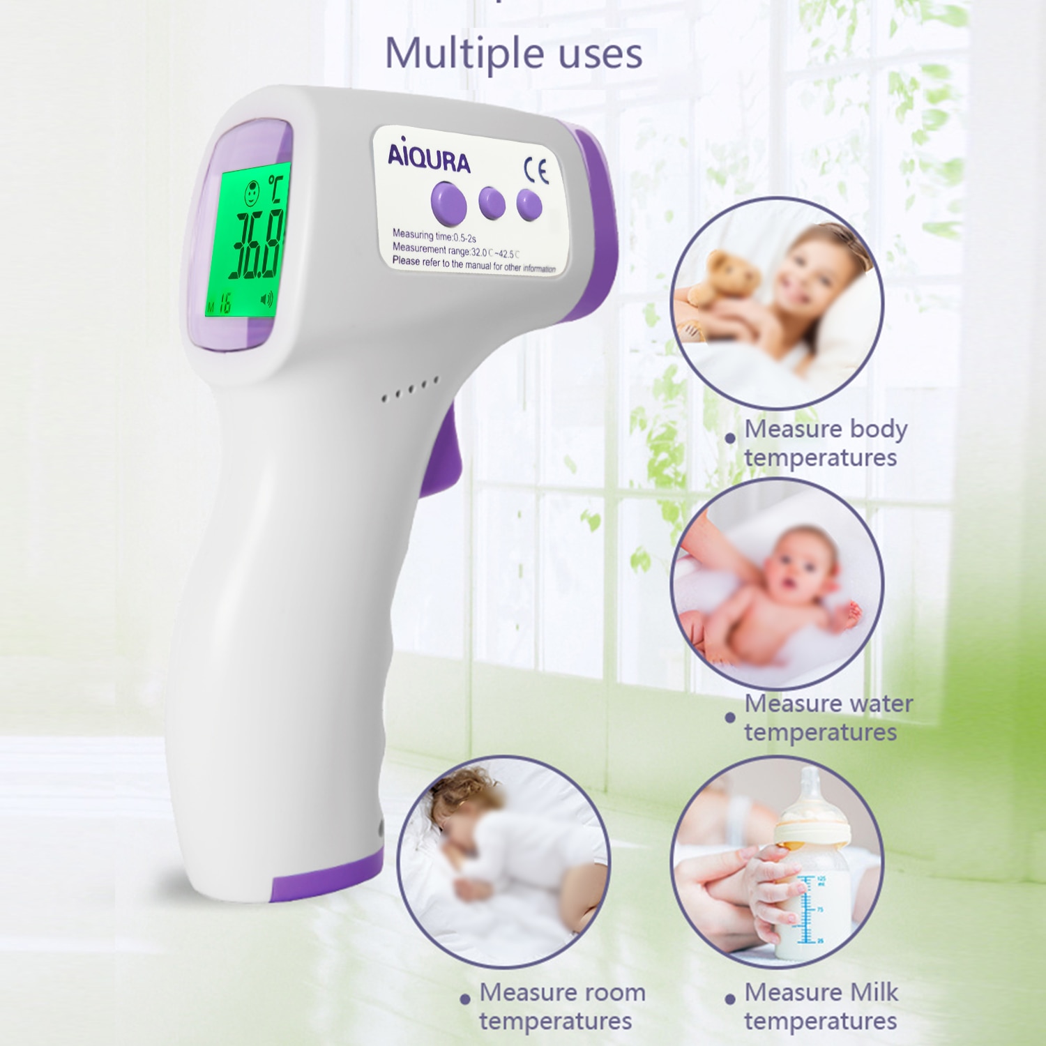 ziqing Forehead Digital Thermometer Non Contact Infrared Medical Thermometer Body Temperature Fever Measure Tool for Baby Adults