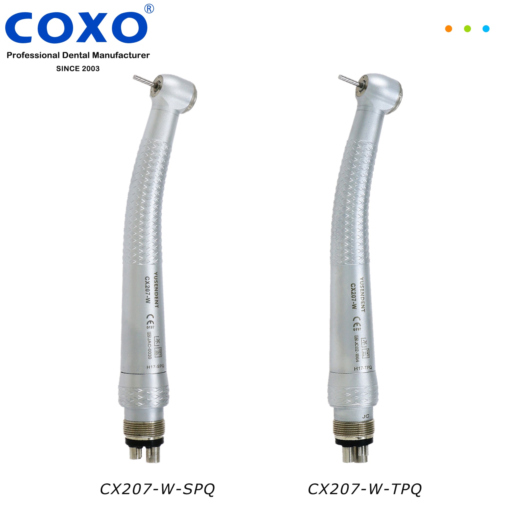 COXO CX207-W Dental High Speed Air Turbine Handpiece Standard/Big Torque Head Push Button 4 Hole Quick Coupling CX207-W-SPQ/TPQ