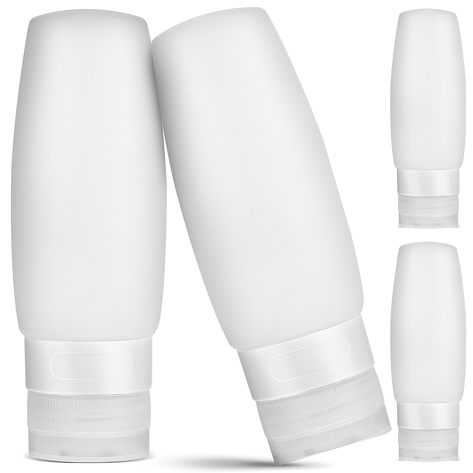 4 Pcs Silicone Travel Bottles Refillable Empty Lotion Shampoo Conditioner Containers Squeeze Tubes Bottles