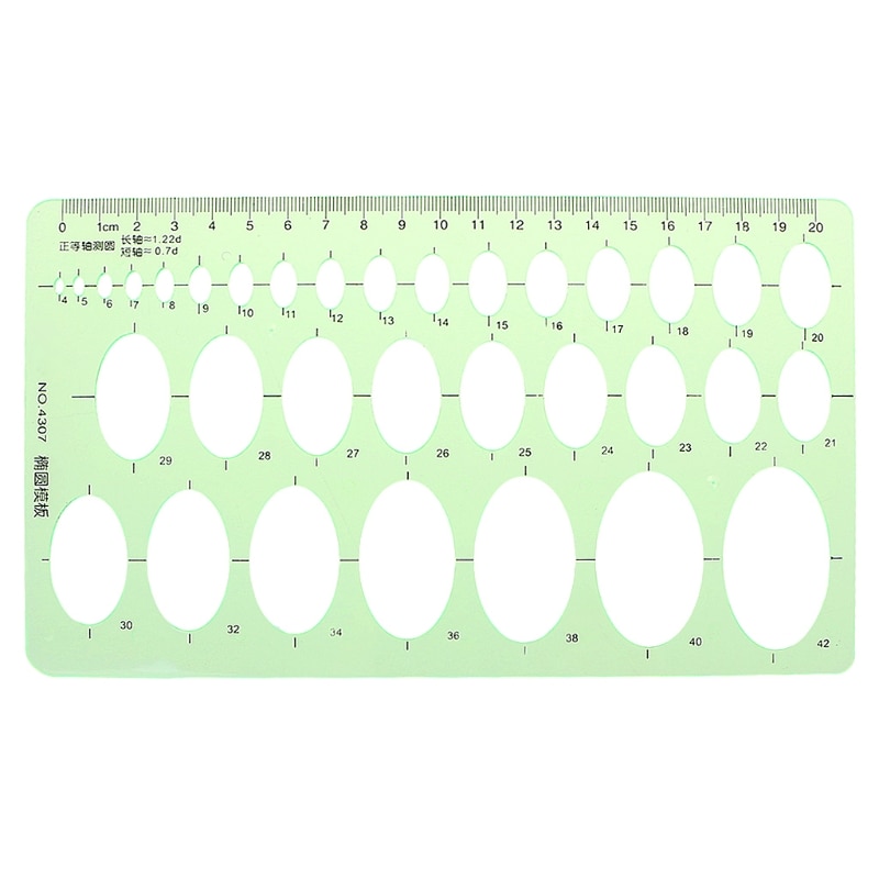 Y1UB Green Plastic Oval Geometric Template Ruler Stencil Measuring Tools Students Hot