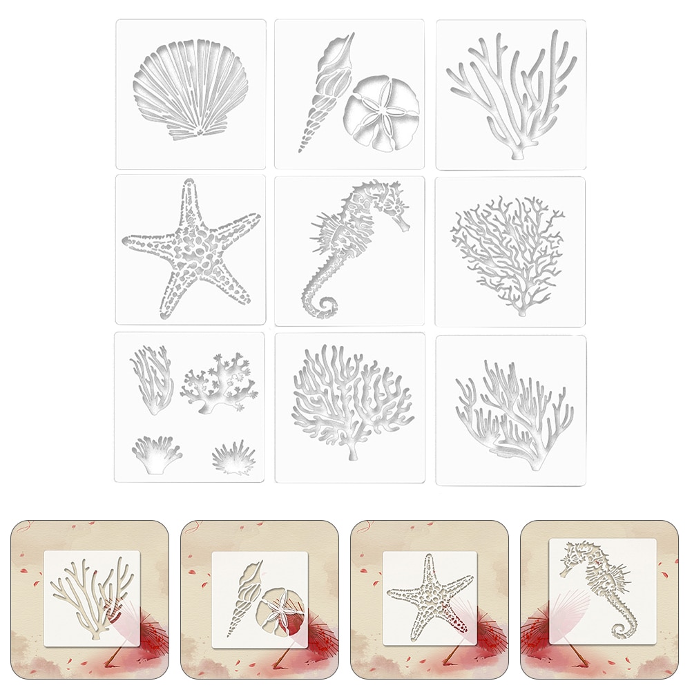 Spray Pattern Sea Ocean Stencils Painting Scrapbook Decorate The Pet Hollow Templates Child