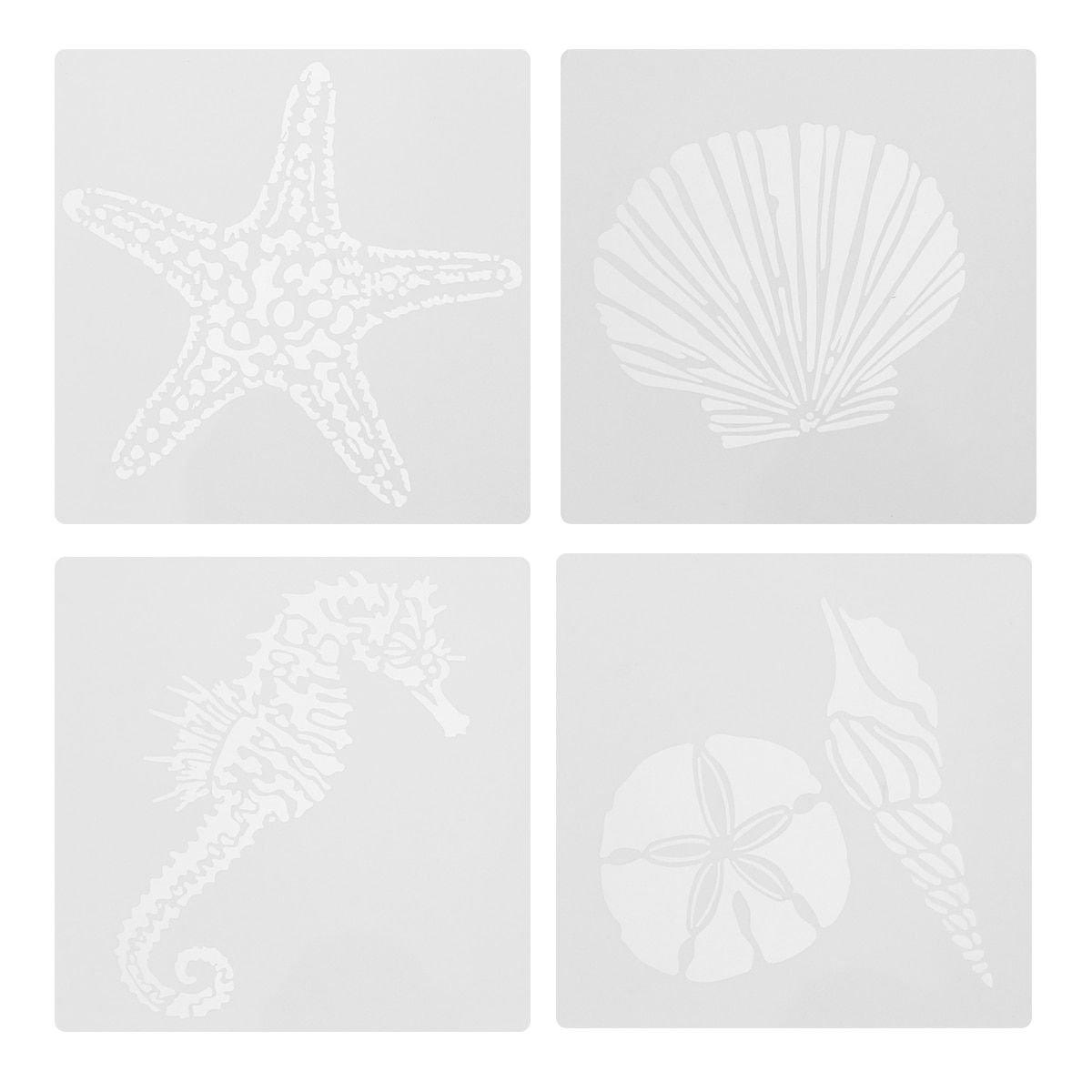 Starfish Seahorse Shell Cutout Painting Template Drawing Templates Hollow Stencils