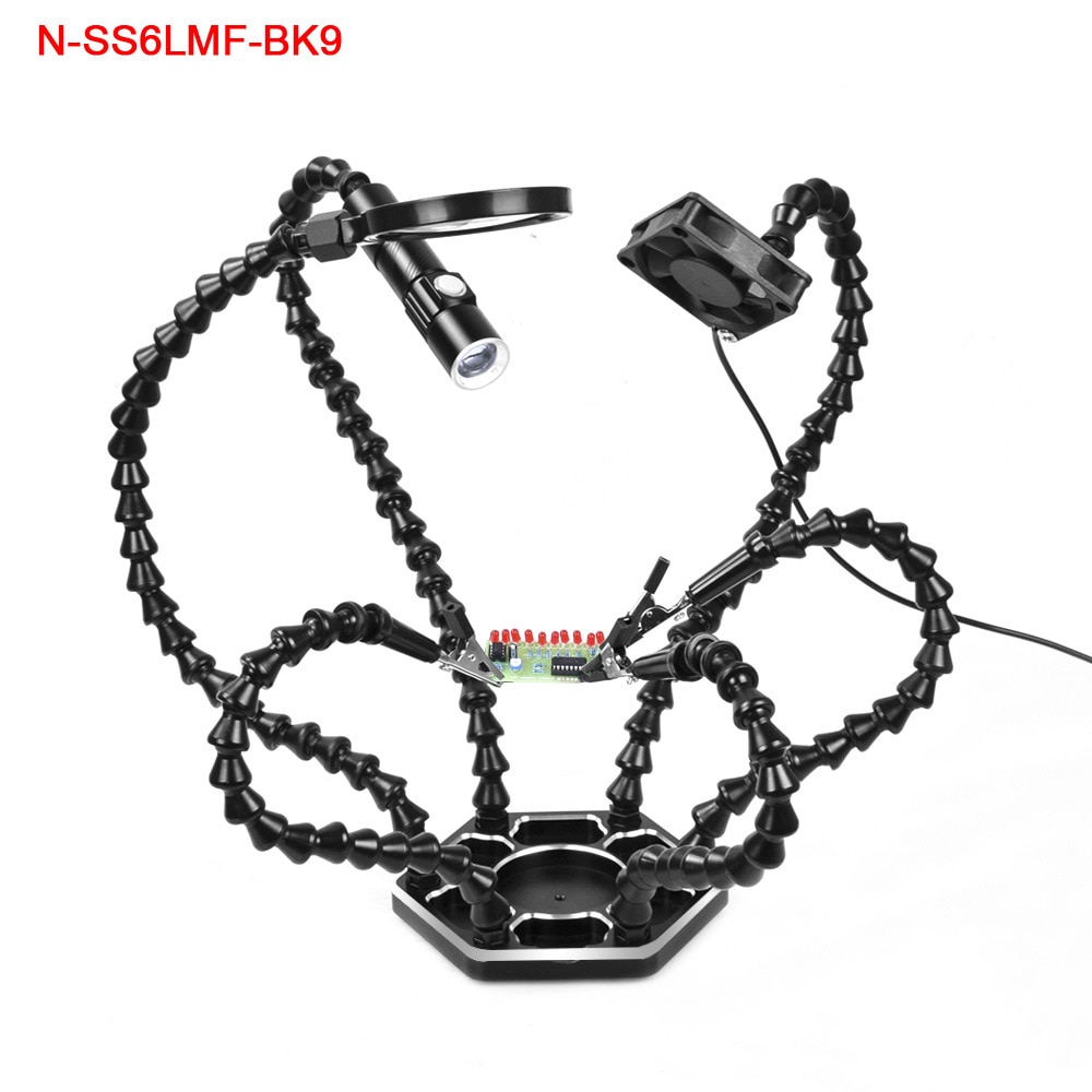 Foreign Trade Model 3 Times Magnifying Glass With Fan With Usb Light Auxiliary Welding Station Six-Jaw Multi-Function Clamp Tabl