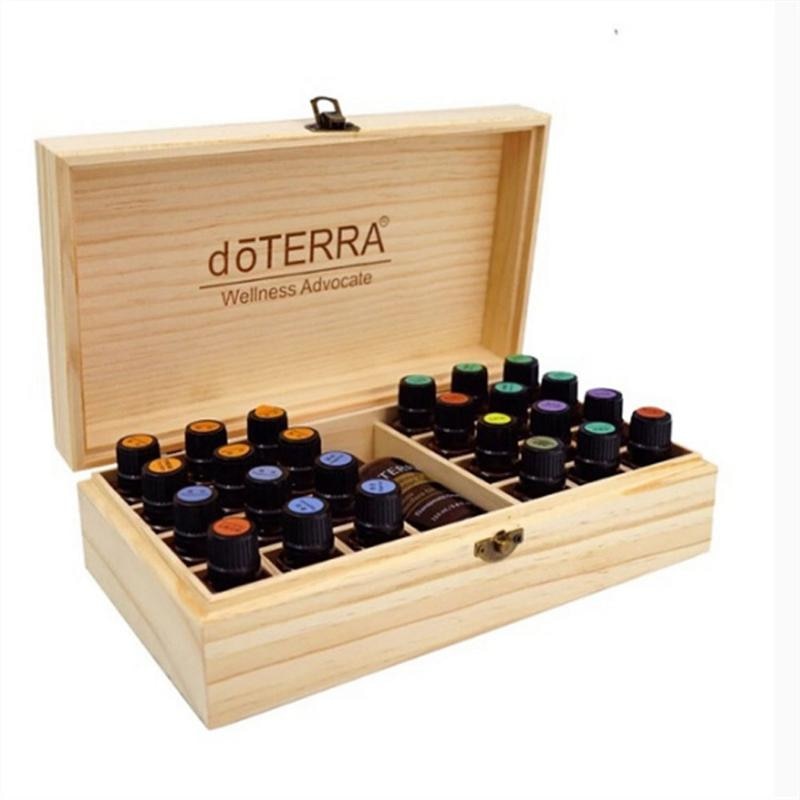 Super Large 25 Grids Wooden Essential Oil Storage Box Carrying Case Aromatherapy Organizer Treasure Jewelry Container Durable