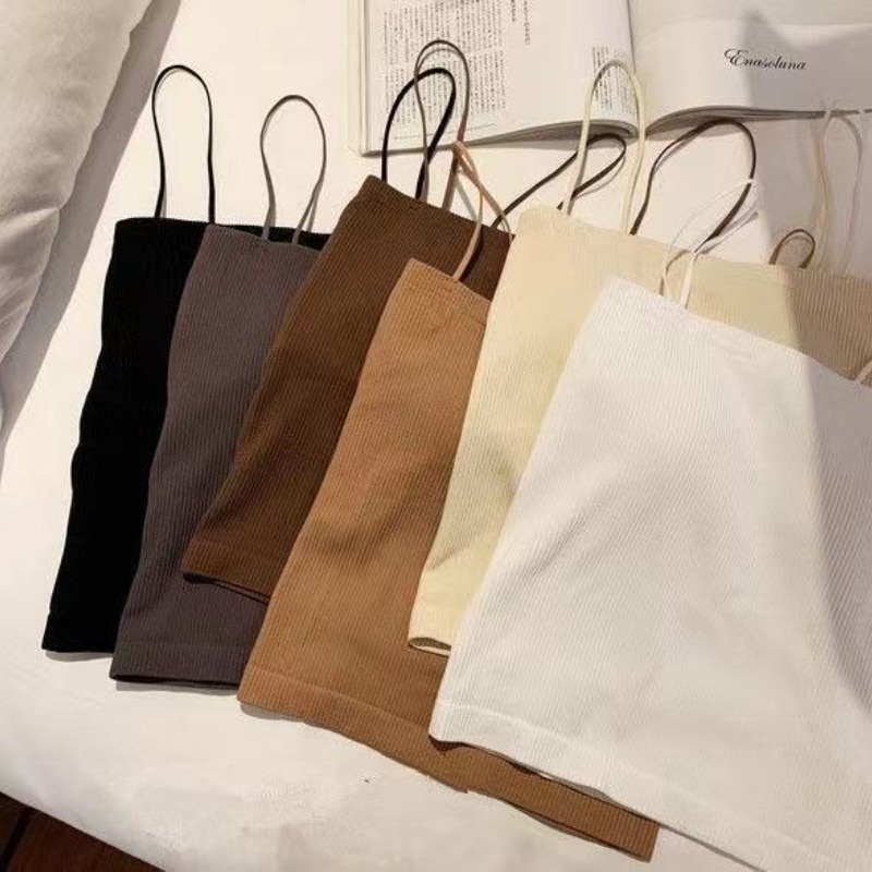Sexy Crop Top Tees Striped Solid Tank Bralette Wire-Free Camisole Women Seamless Bra Underwear Lingerie One-Piece Camis Tube Top