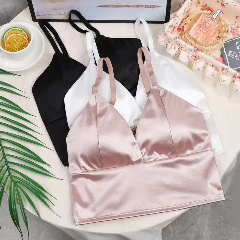 Ijs Zijde Vrouwen Bra Top Yoga Naadloze Vest Bras Sexy Vrouwelijke Push Up Ondergoed Lingerie Slaap Top Padded Bralette