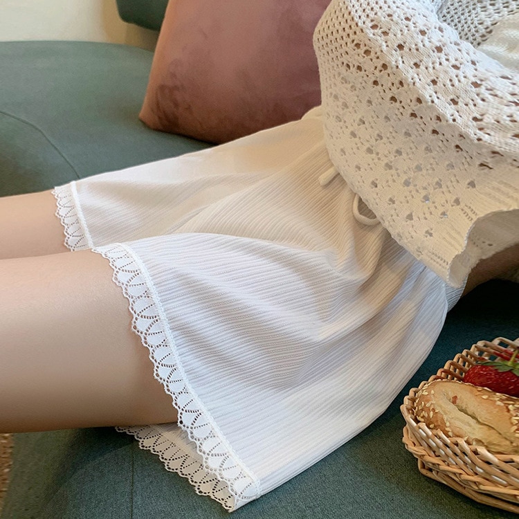 Women Safety Short Pants High Waist Sexy Lace Breathable Leggings Thin Ice Silk Boxers Loose Seamless Underskirt Lolita Shorts