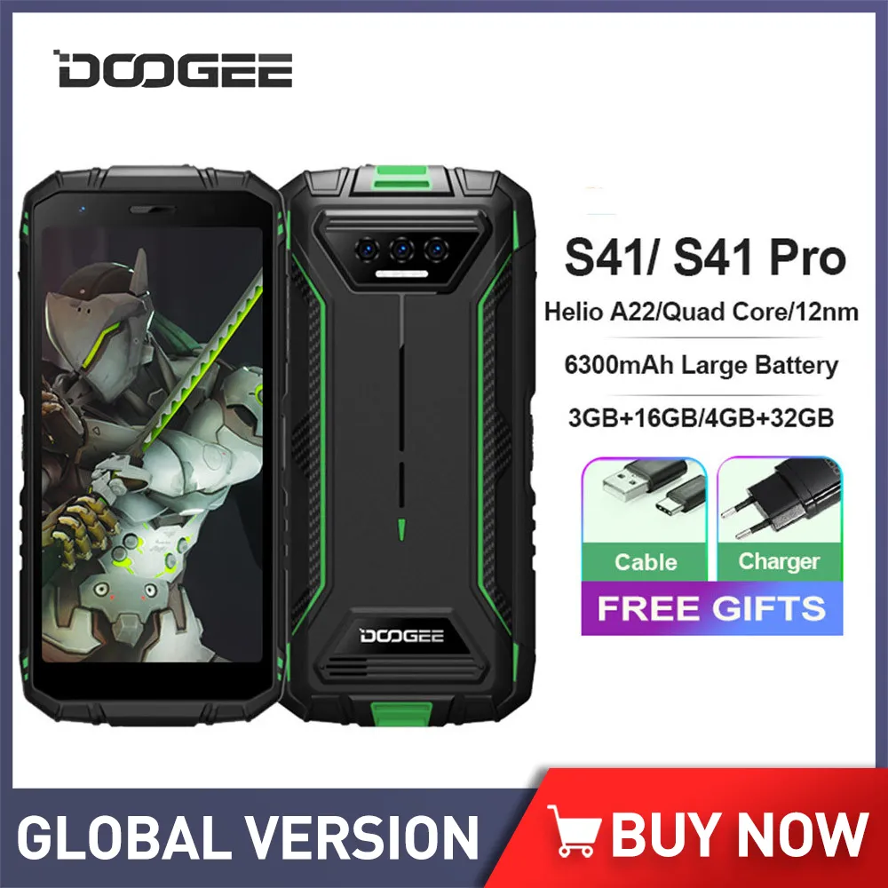 DOOGEE S41/S41 4G PRO Rugged Smartphones 3GB+16GB /4GB+32G 6300mAh Android 12 Mobile Cell Phone 5.5 Inch IPS HD Screen Phone NFC