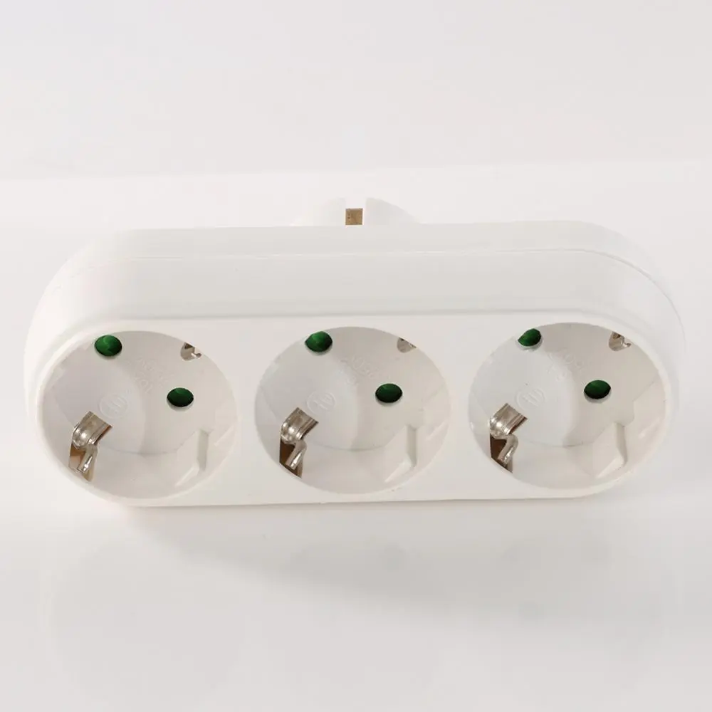 New EU Plug 250V 16A 1 to 3 Way Travel Wall Charger Power Adapter Socket Outlet