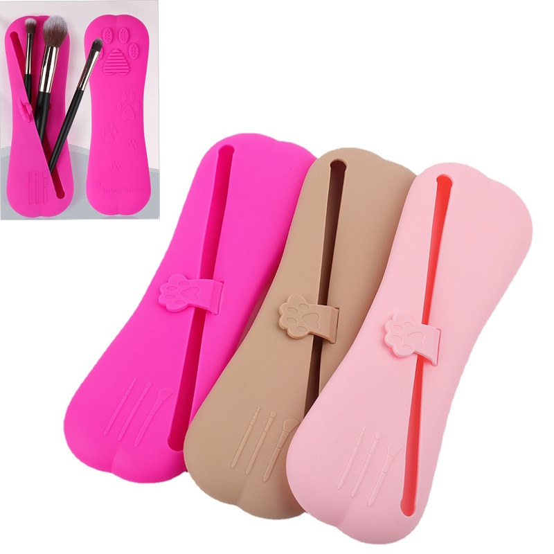 Silicone Makeup Brush Storage Bag Waterproof Makeup Brush Travel Holder Magnetic Portable Cosmetic Bag Multipurpose
