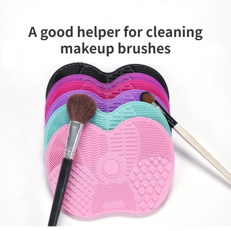 Scrubbing Pad Cosmetic Brush Cleaning Pad Silicone With Suction Cup Apple Cleaner Cleaning Scrubbing Pad Beauty Supplies