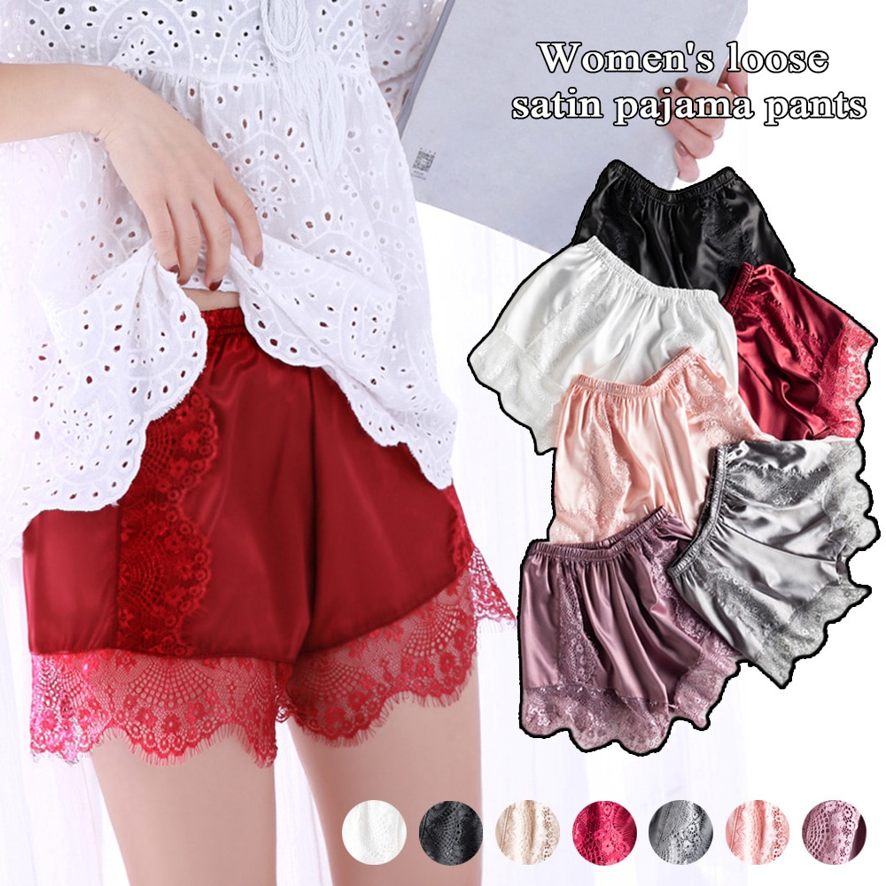 Women's Brief Panties For Women Safety Shorts Lace Female Underwear Knicker Thin Loose Satin Solid Color Underpants Short