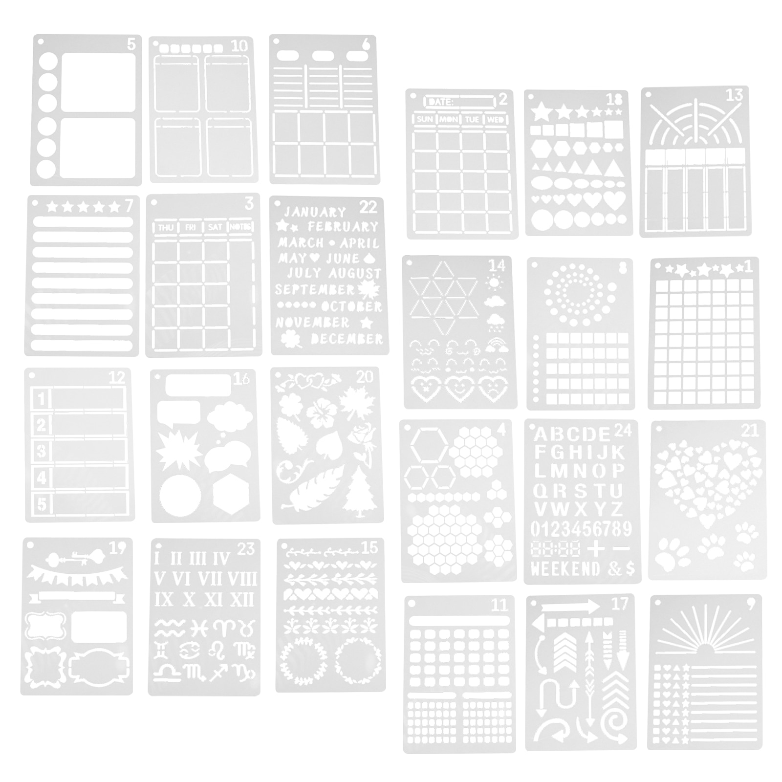 24 Pcs Log Painting Template Kids Scrapbook Magazine Stencils Notepad Plastic Scrapbooking Templates Child