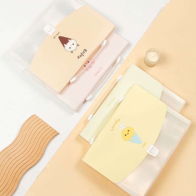 Cartoon Ice Cream A4 Organ Bag Multi Layered Insert File Bag Student Handbag Pp Waterproof Test Paper Storage