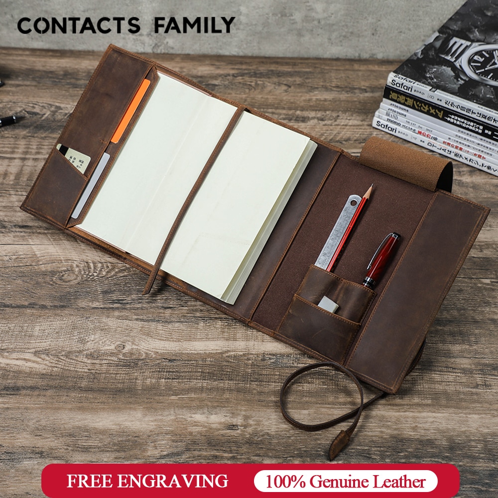 CONTACTS FAMILY Genuine Leather Travelers Vintage Notebook Cover Sleeve Journal Sketchbook Handmade Book Cover Case DIY Gift