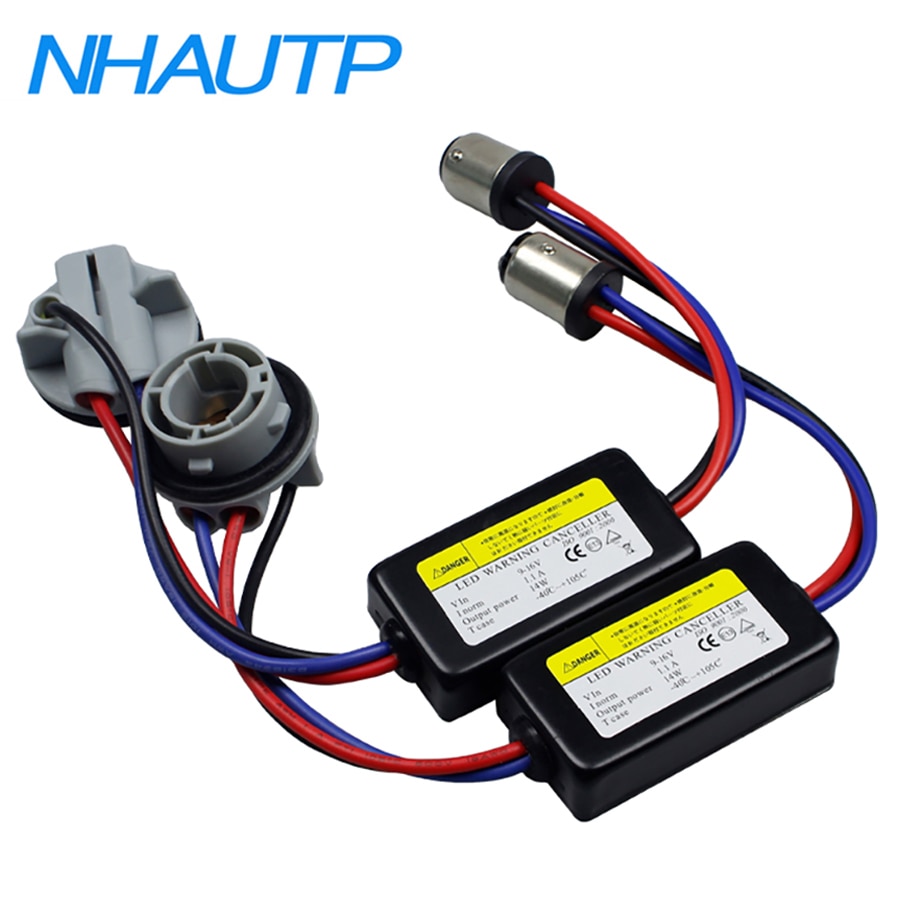 NHAUTP 1 Pair Upgrade 1157 P21/5W LED Decoder BAY15D Lamp Canbus Cable Loading Resistor For Car Brake Lights No Error 9-16V