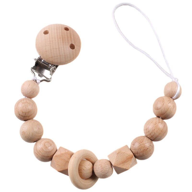 Beech Wood Pacifier Chain Baby Pacifier Teether Anti Drop Chains Baby Toys