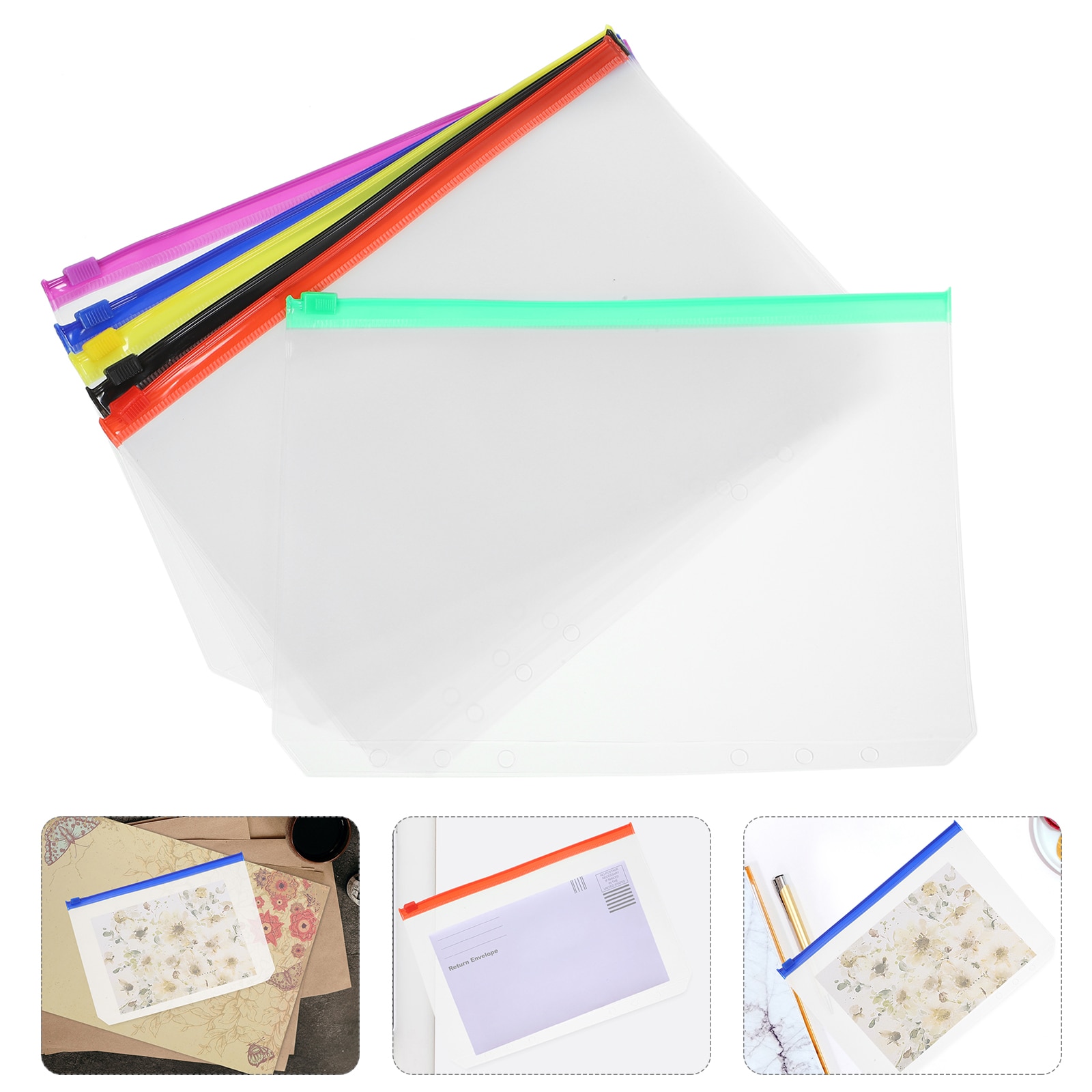 Document Pouch Binder Zipper Scrapbooking Notebook Pocket Business Card Refill