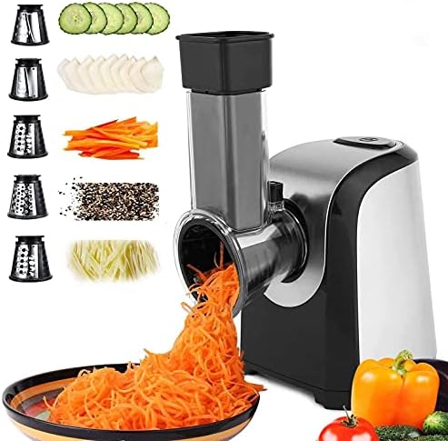 Free shipping Grater, Professional Salad Maker with 5 Stainless Steel Rotary Blades and One-Touch Control, 150W Slicer Shredder