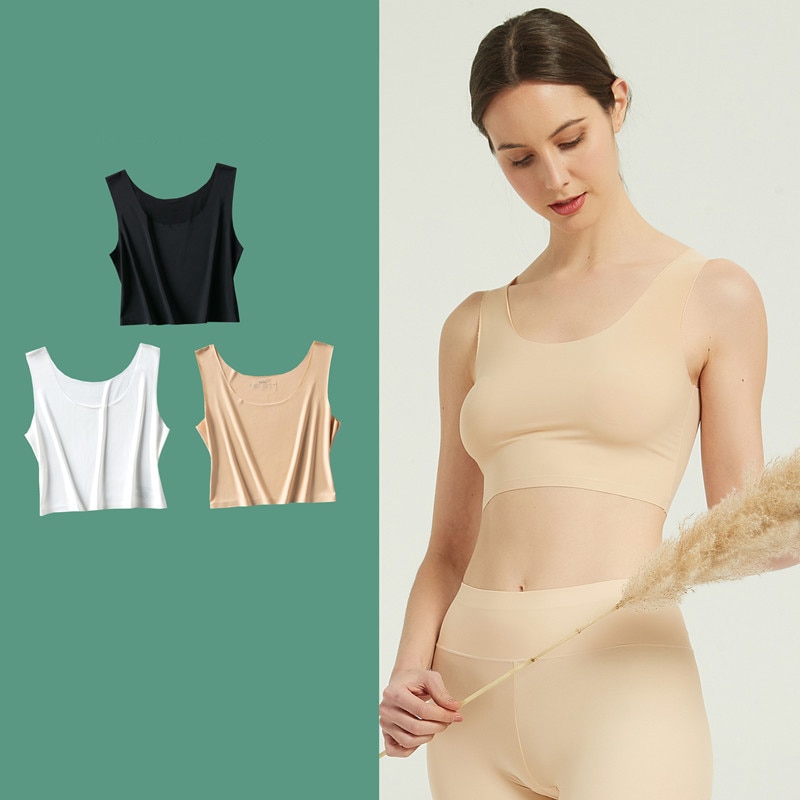 Seamless Ice Silk Tube Tops Women Summer Thin Plus Size Short Crop Tops Female Underwear Anti-Curling Croptop Intimates Bustier