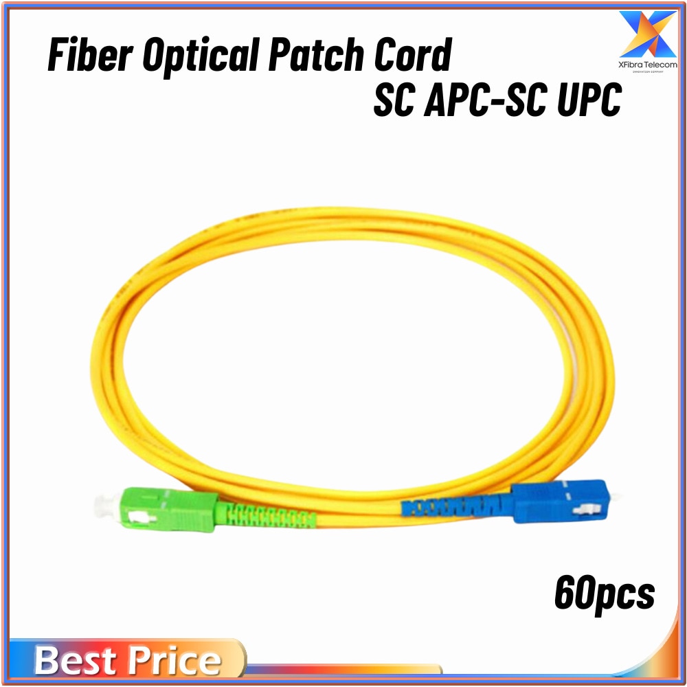 60pcs Fiber Optic Jumper SC APC SC UPC 1M 2M 3M Simplex Singlemode LSZH Optic Patch Cord Cable 3.0mm