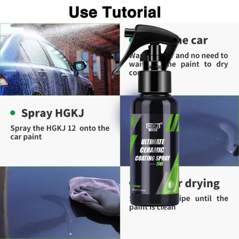 HGKJ S6 Ceramic Coating For Auto Paint Crystal Wax Spray Nano Hydrophobic Liquid Polymer Oleophobic Anti Rain Car Care
