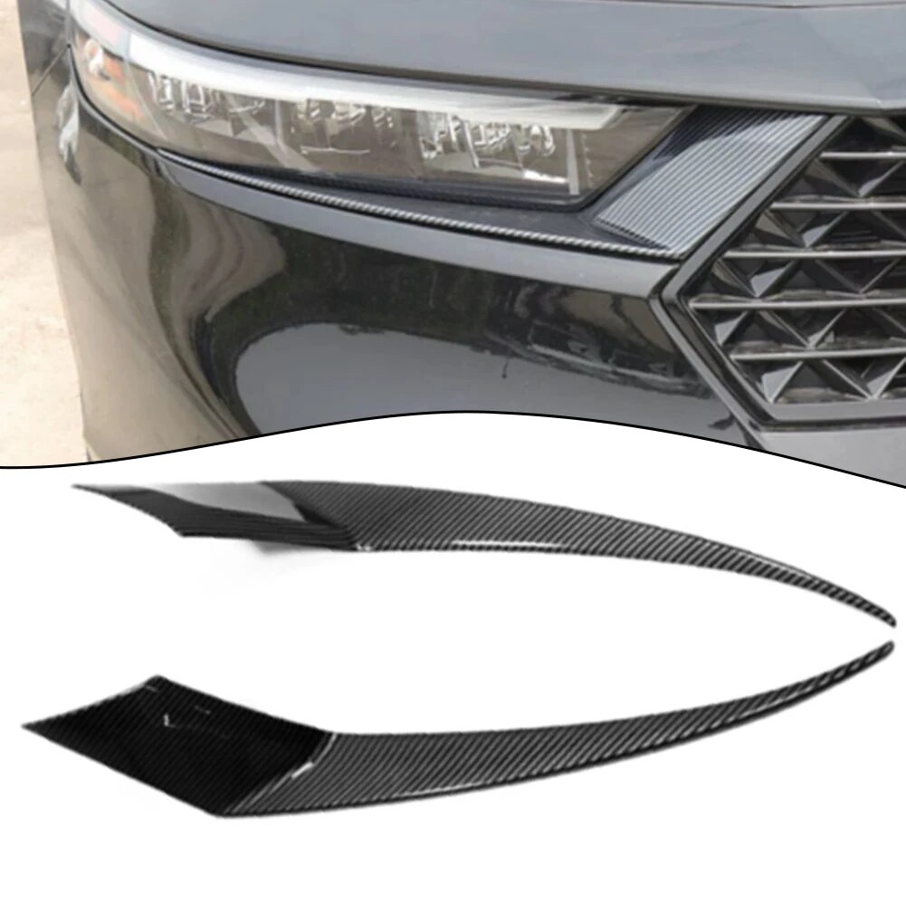 A Pair For Honda For Accord 2023 Carbon Fiber Car Headlight Eyebrow Cover Trim Strips Lamp Decorative Frame