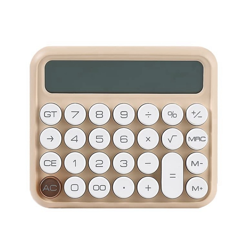 12 Digits Desktop Mechanical Switch Calculator Large LCD Display Calculator Large Button Financial Calculator Beige